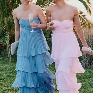 Lulus Seriously Sensational Light Pink Strapless Tiered Maxi Dress - Size XL